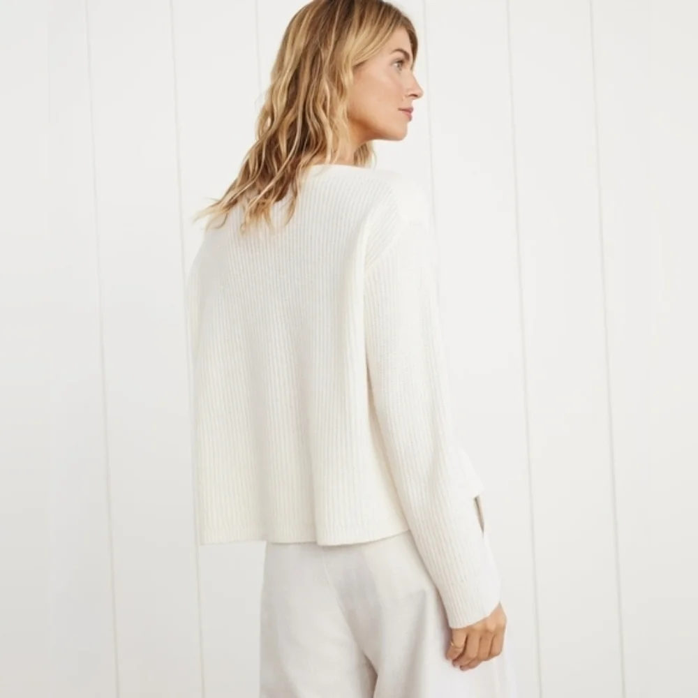 NWT Jenni Kayne Cashmere Boatneck Sweater Ivory White Medium/Small Oversized - Picture 7 of 10